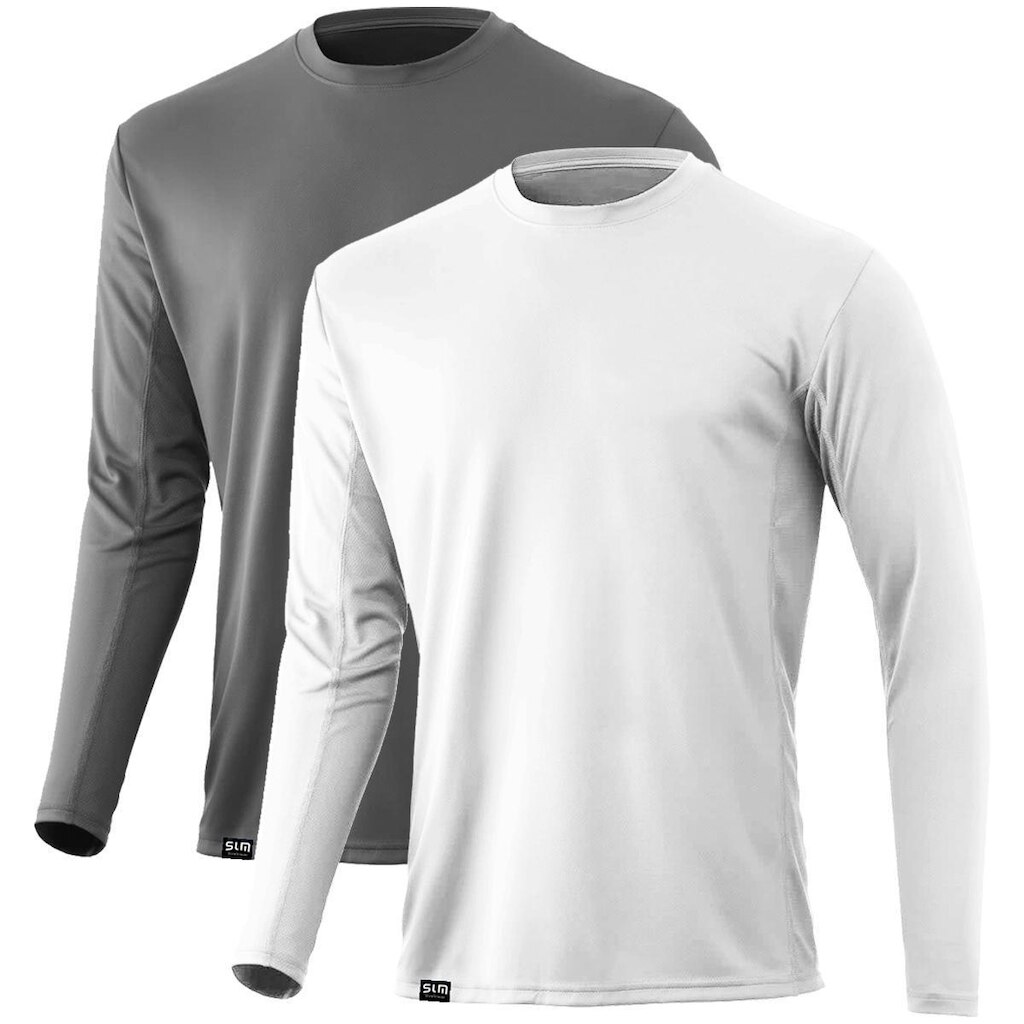 Kit com 2 Camiseta Masculina Proteção UV Solar Tecido Dry Esportes Térmica