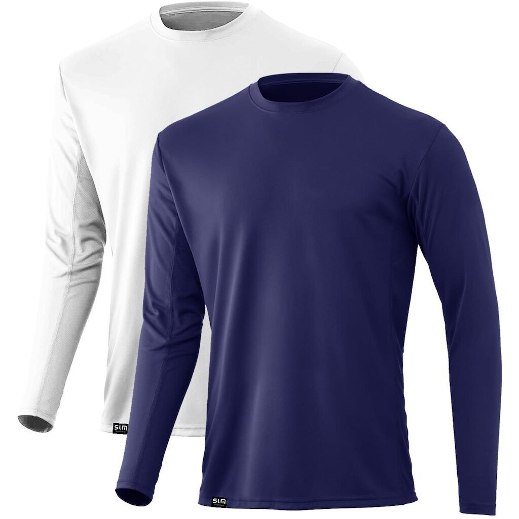 Kit com 2 Camiseta Masculina Proteção UV Solar Tecido Dry Esportes Térmica
