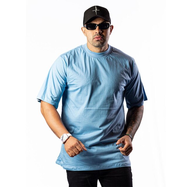 Kit Com 2 Camisetas Oversized Streetwear Masculina Gola Alta