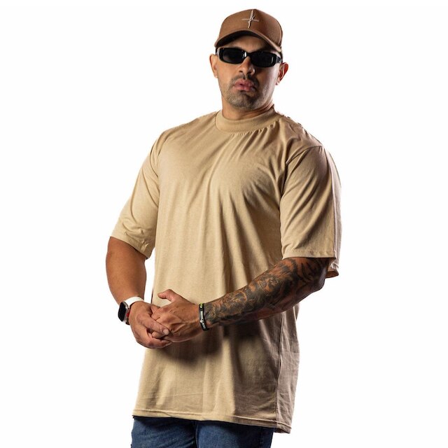 Kit Com 2 Camisetas Oversized Streetwear Masculina Gola Alta
