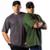Kit Com 2 Camisetas Oversized Streetwear Masculina Gola Alta - Musgo+Cinza