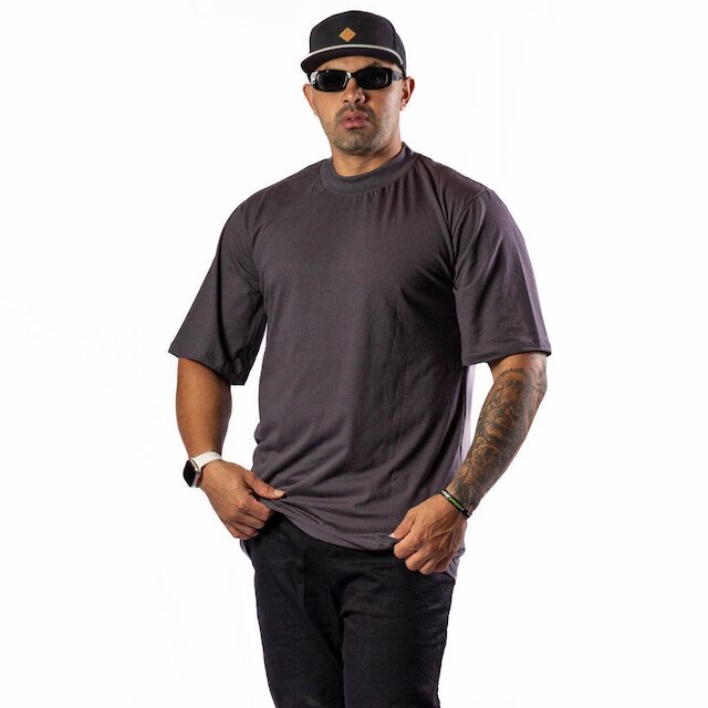 Kit Com 2 Camisetas Oversized Streetwear Masculina Gola Alta