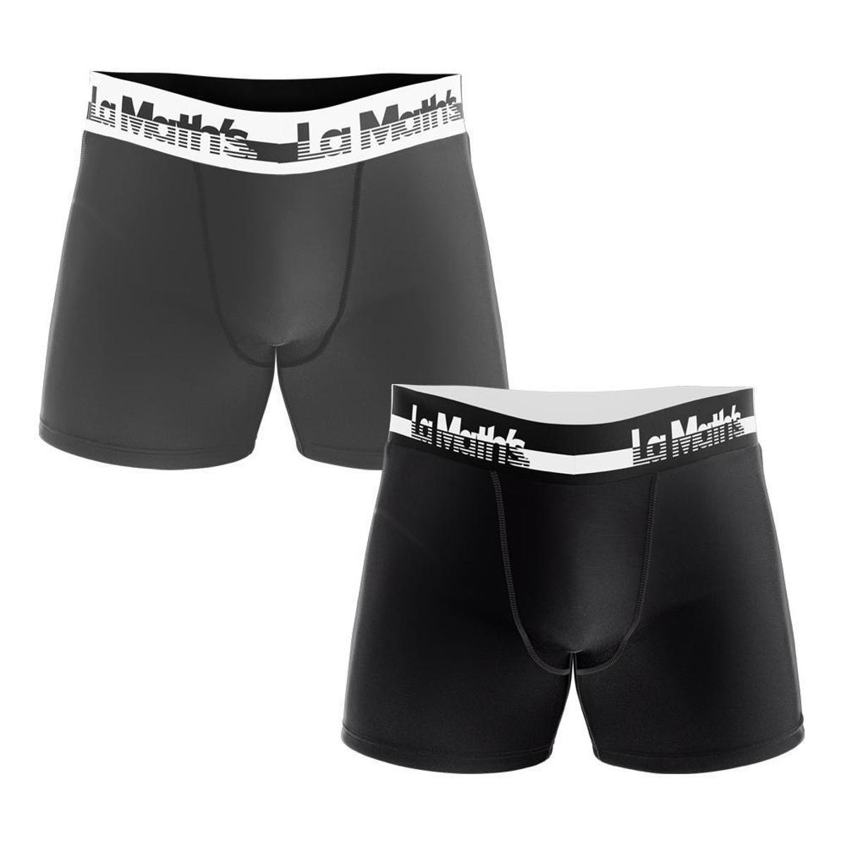 Kit com 2 Cuecas Boxer La Maths Lisa Microfibra Masculina - Preto+Cinza Menor preço em Kit com 2 Cuecas Boxer La Maths Lisa Microfibra Masculina - Preto+Cinza