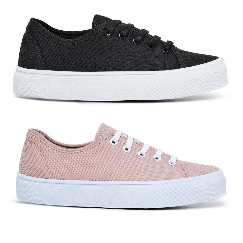 Kit Com 2 Tênis Casual Feminino Básico Leve Confortavel Dia A Dia