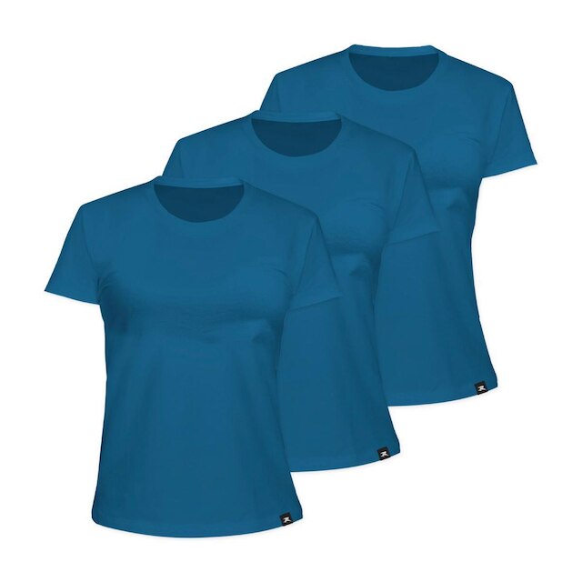 Kit com 3 Camiseta Algodão Sportswear Muvin - Feminina - Mais Conforto para seu Treino e Caminhada