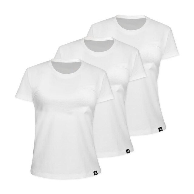 Kit com 3 Camiseta Algodão Sportswear Muvin - Feminina - Mais Conforto para seu Treino e Caminhada