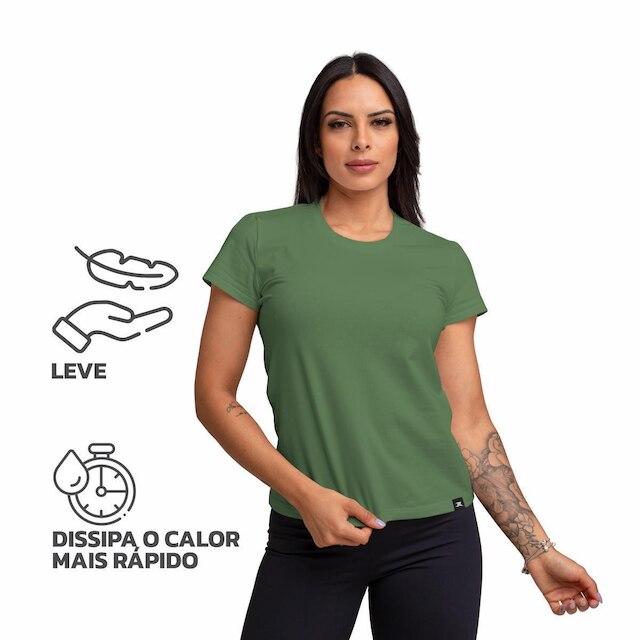 Kit com 3 Camiseta Algodão Sportswear Muvin - Feminina - Mais Conforto para seu Treino e Caminhada