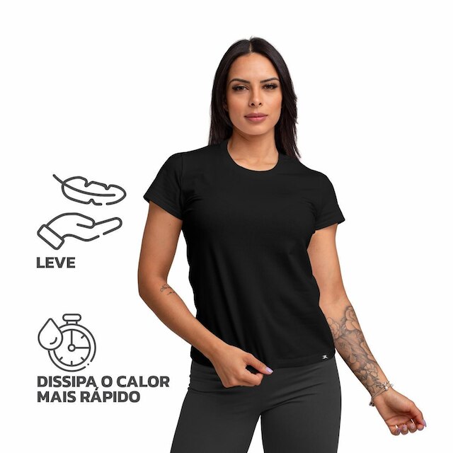 Kit com 3 Camiseta Algodão Sportswear Muvin - Feminina - Mais Conforto para seu Treino e Caminhada