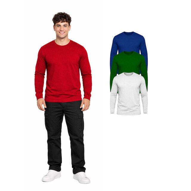 Kit Com 3 Camiseta Manga Longa Poliéster Masculina