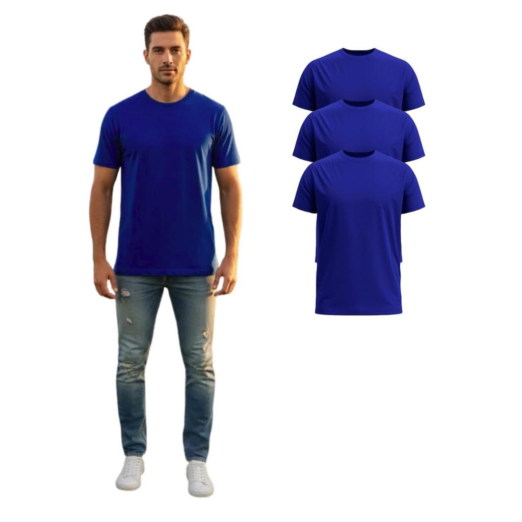 Kit Com 3 Camisetas Básicas Manga Curta Poliéster