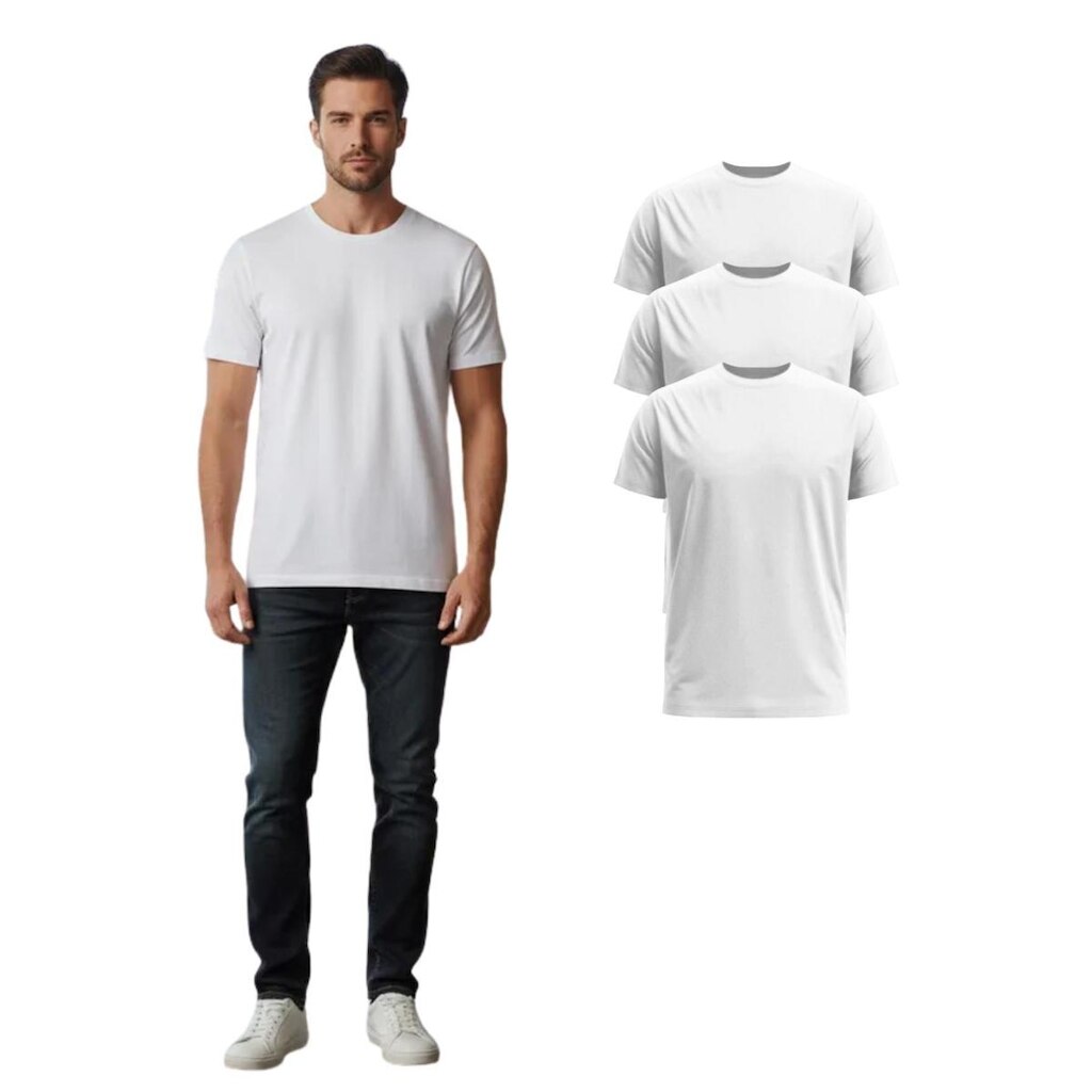 Kit Com 3 Camisetas Básicas Manga Curta Poliéster