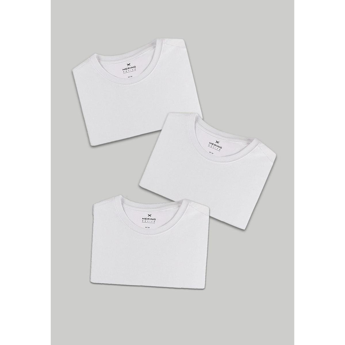Kit Com 3 Camisetas Femininas Básicas - Branco Menor preço em Kit Com 3 Camisetas Femininas Básicas - Branco