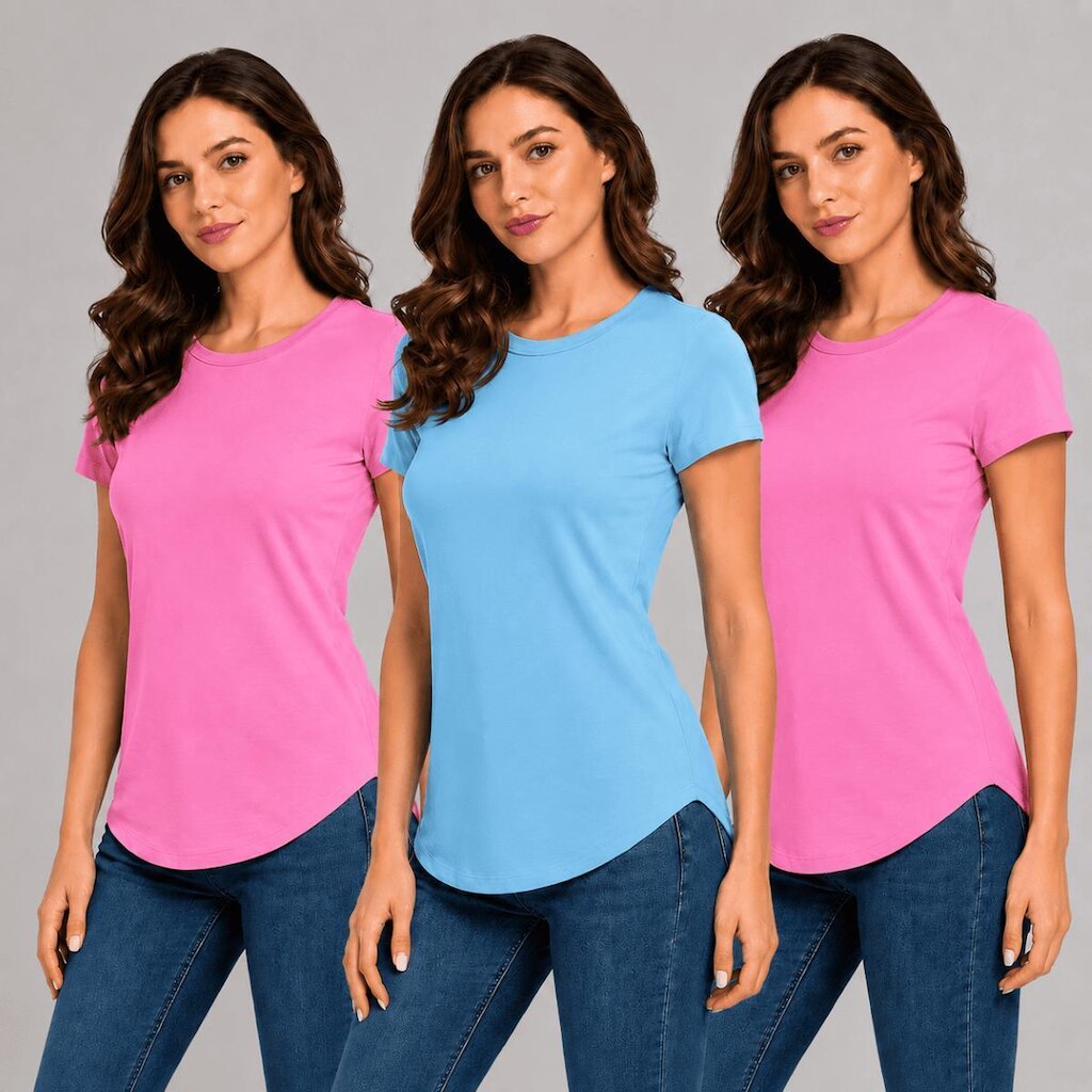 Kit Com 3 Camisetas Longtail Feminina Básica Sem Estampa