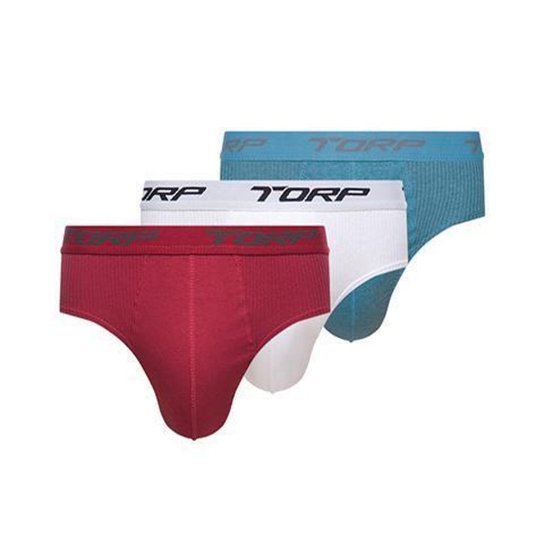 Kit com 3 Cuecas Slip Algodão Torp Cores Sortidas - Ref.7004