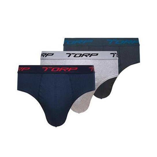 Kit com 3 Cuecas Slip Algodão Torp Cores Sortidas - Ref.7004