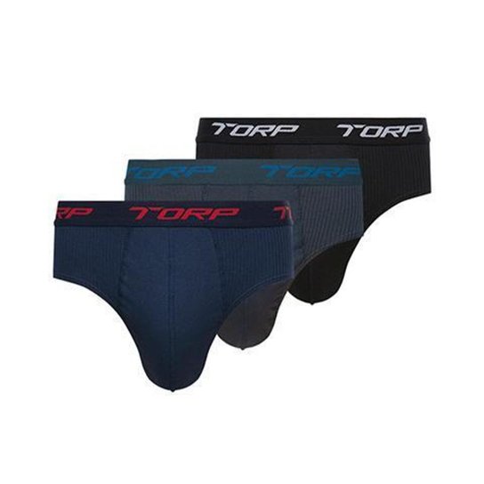 Kit com 3 Cuecas Slip Algodão Torp Cores Sortidas - Ref.7004