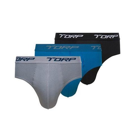 Kit com 3 Cuecas Slip Algodão Torp Cores Sortidas - Ref.7004