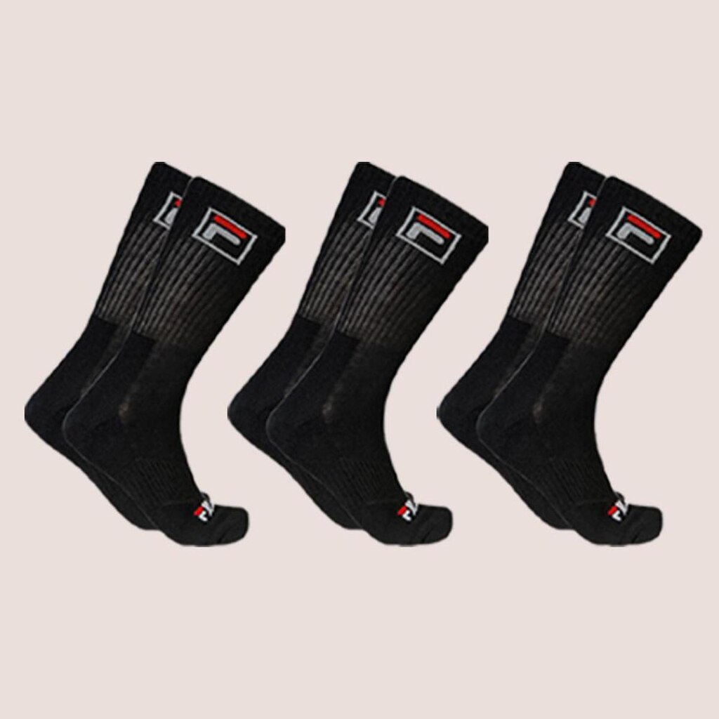 Kit Com 3 Pares De Meias Fila Cano Alto Unissex Atoalhada