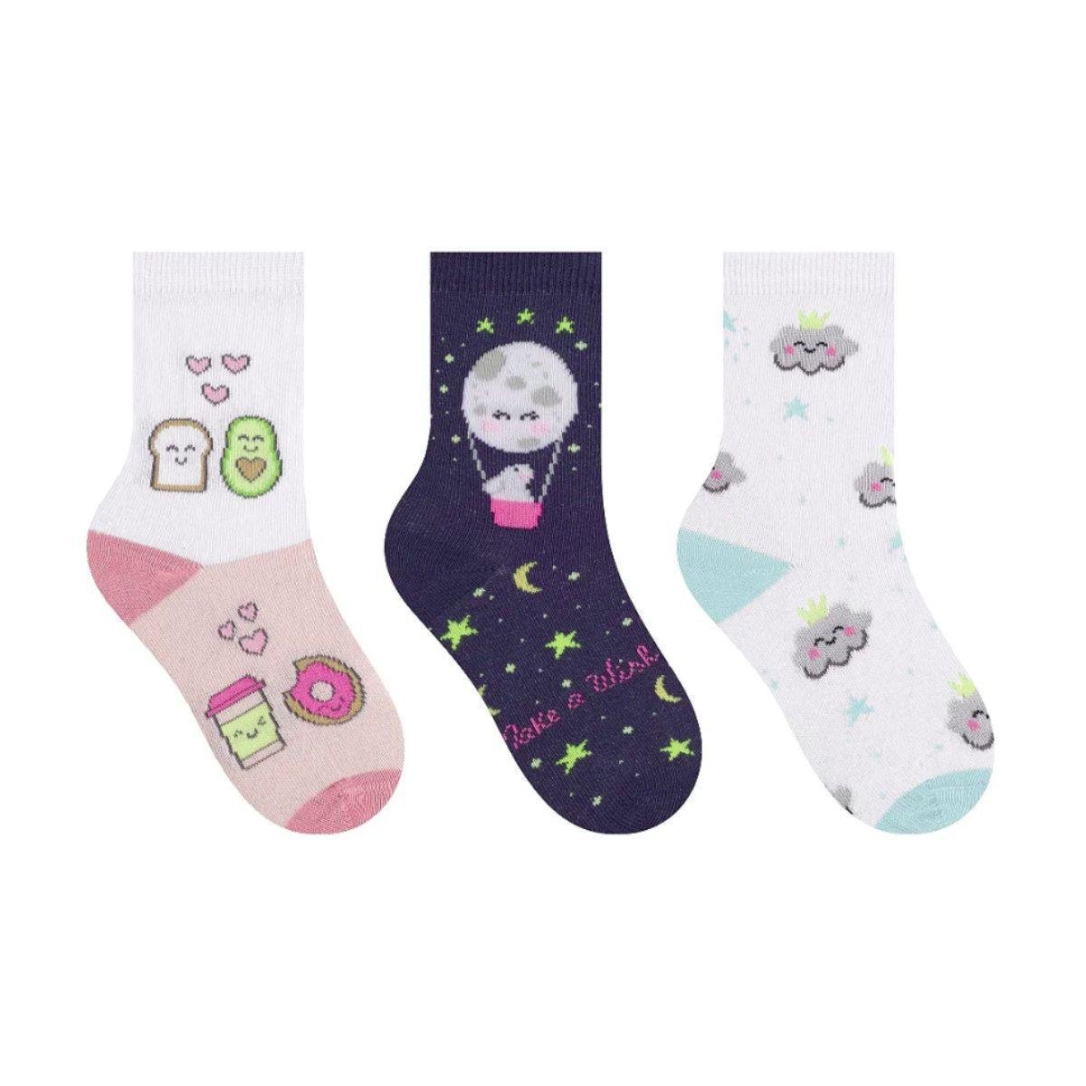 Kit com 3 pares de meias infantil meninas Selene - Cinza Menor preço em Kit com 3 pares de meias infantil meninas Selene - Cinza