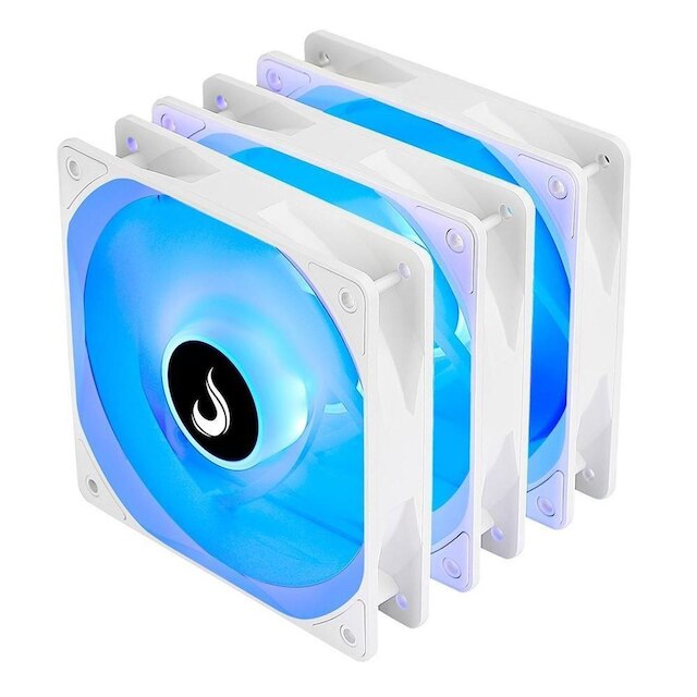 Kit Com 3 Ventoinhas Rise Mode Frost, 120mm, RGB, Branco - RM-CF-02-RGB