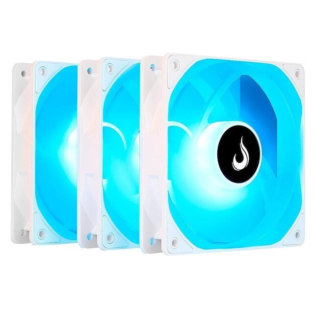 Kit Com 3 Ventoinhas Rise Mode Frost, 120mm, RGB, Branco - RM-CF-02-RGB