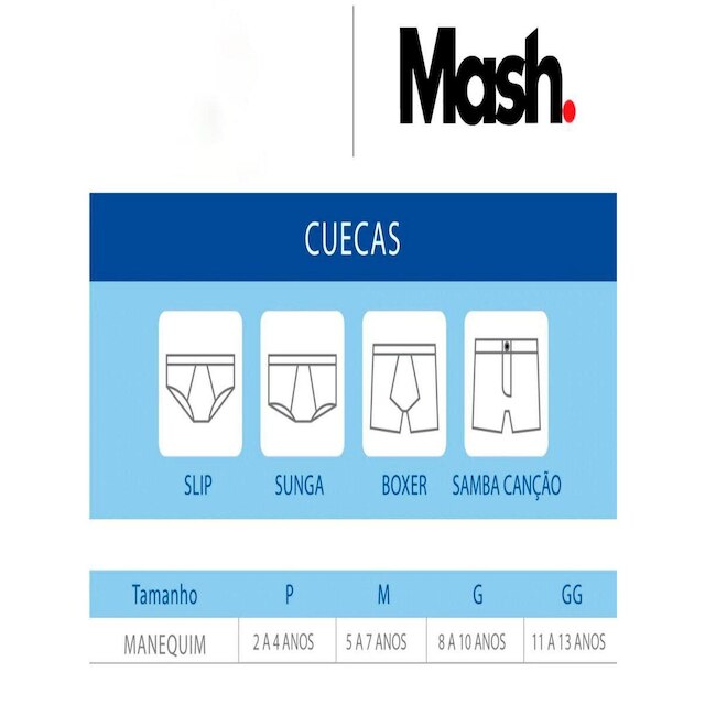 Kit com 4 Cuecas Infantil Slip Mash 193.01 Preto