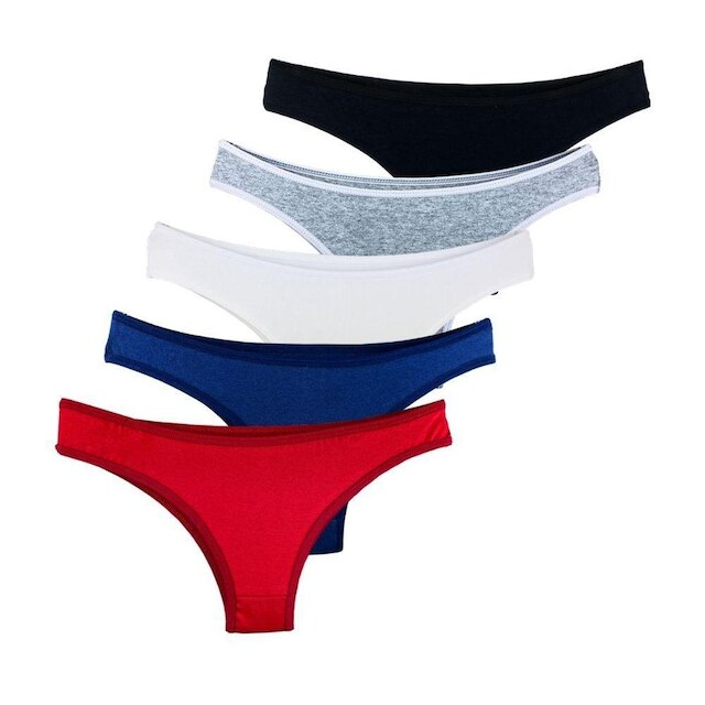 Kit com 5 Calcinhas Tanga Try Basics Confortável Cotton Algodão Premium