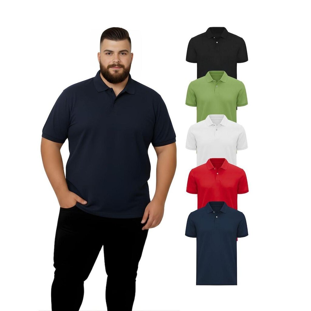 Kit Com 5 Camisetas Gola Polo Piquet 100% Algodao Plus Size