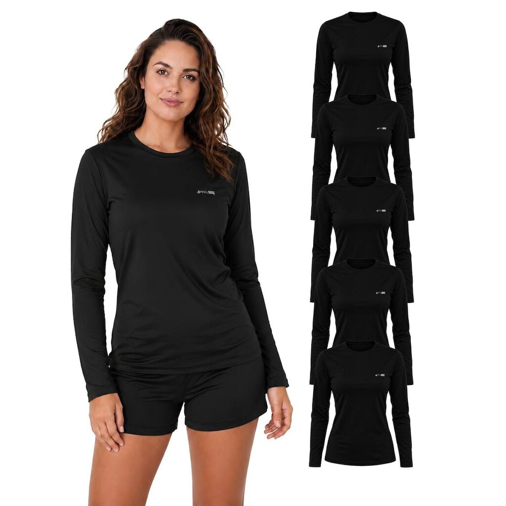 Kit Com 5 Camisetas Manga Longa Proteção UV Feminina