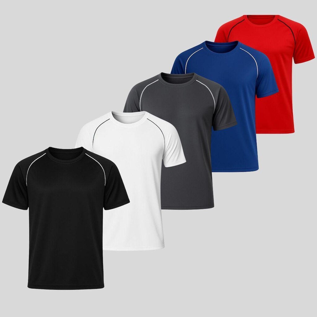 Kit com 5 Camisetas Masculinas Dry Manga Curta Leves e Confortáveis para Atividades Físicas