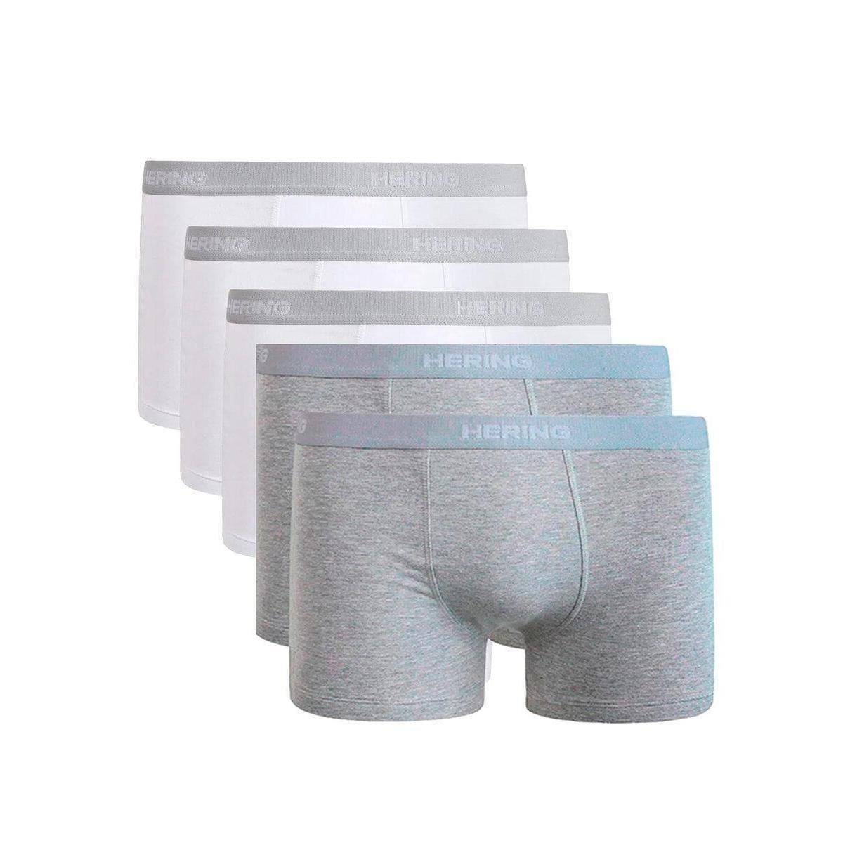 Kit com 5 Cuecas Boxer Hering 77qu Cinza Menor preço em Kit com 5 Cuecas Boxer Hering 77qu Cinza
