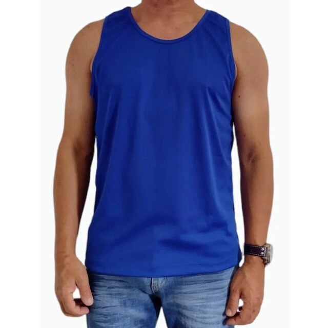 Kit Com 5 Regatas Masculina Camiseta Básica 100% Poliéster Lisa