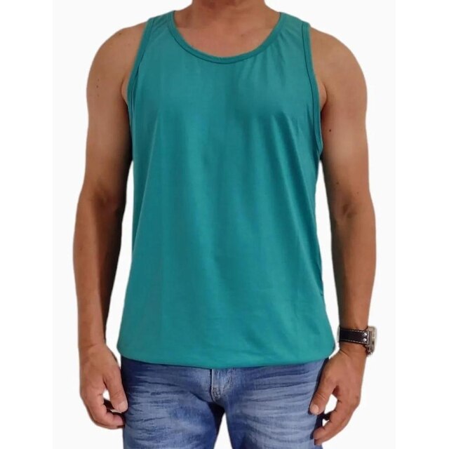 Kit Com 5 Regatas Masculina Camiseta Básica 100% Poliéster Lisa