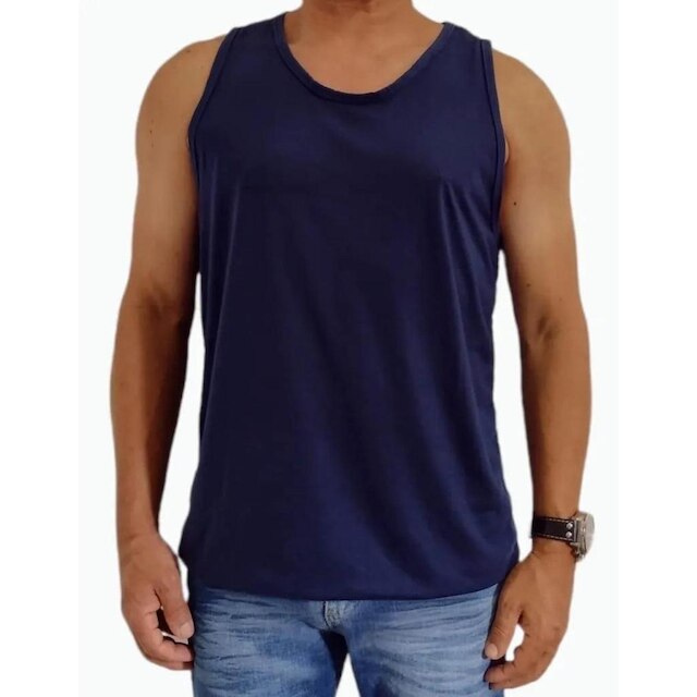 Kit Com 5 Regatas Masculina Camiseta Básica 100% Poliéster Lisa