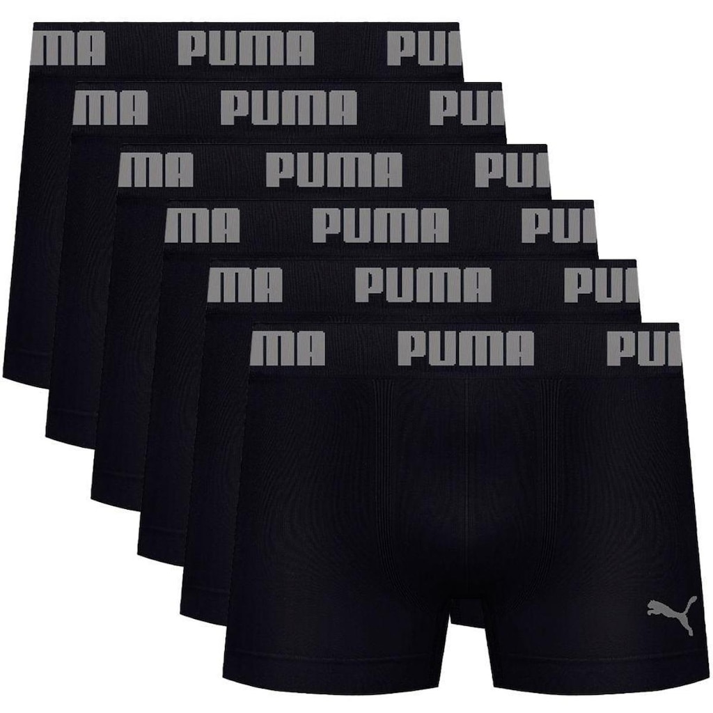 Kit Com 6 Cuecas Boxer Box Sem Costura Masculina Adulta Microfibra Puma