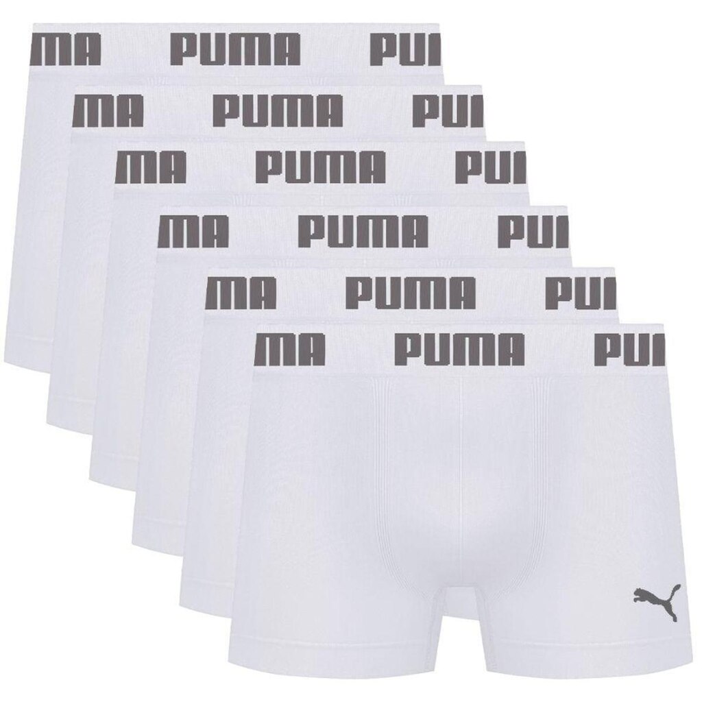 Kit Com 6 Cuecas Boxer Box Sem Costura Masculina Adulta Microfibra Puma