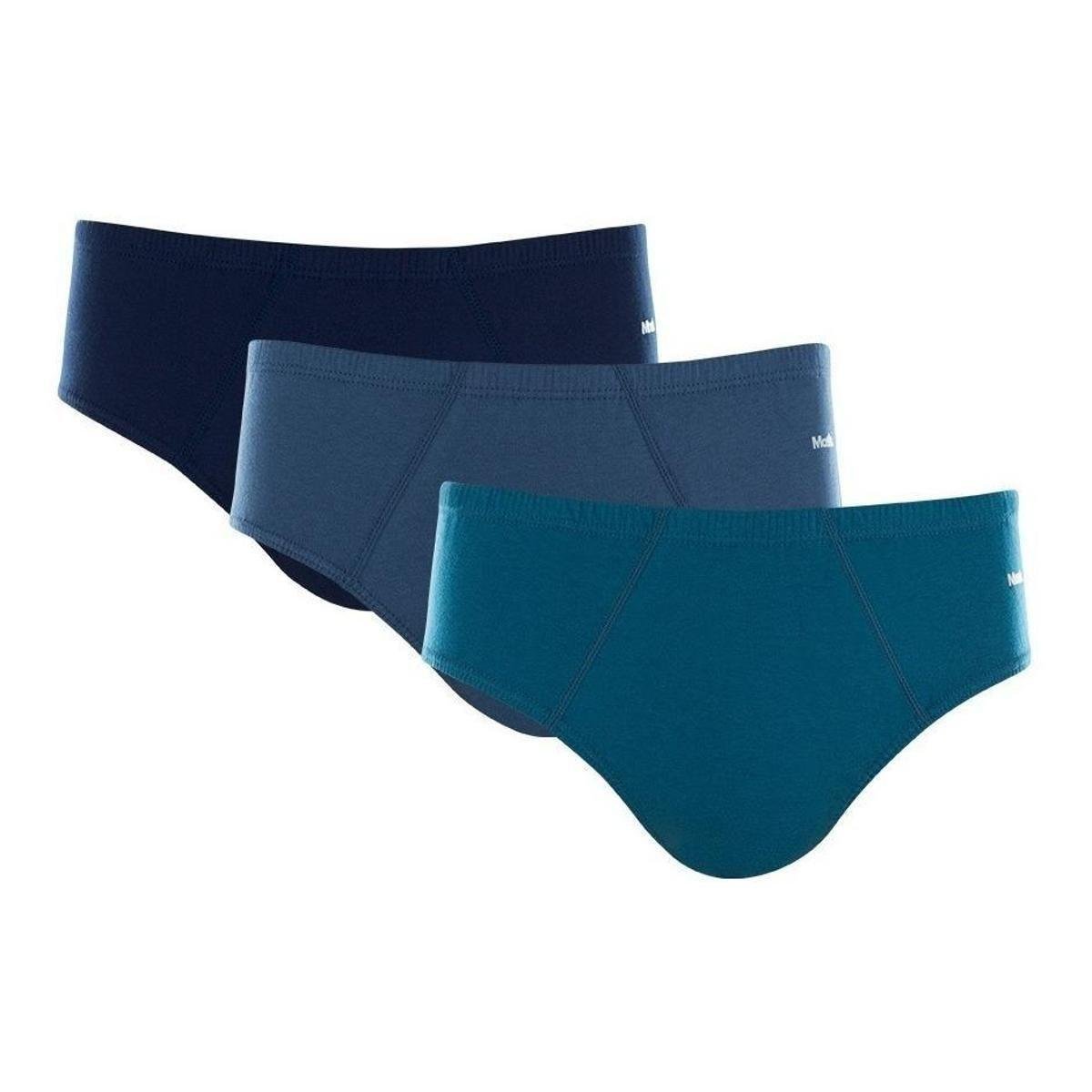 Kit Com 6 Cuecas Slip Mash Algodão 010.20 - Azul Menor preço em Kit Com 6 Cuecas Slip Mash Algodão 010.20 - Azul