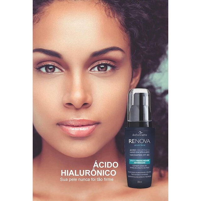 Kit Com 6 Renova Sérum Facial Preenchedor Antirrugas com Ácido Hialurônico 30ml Sofisticatto