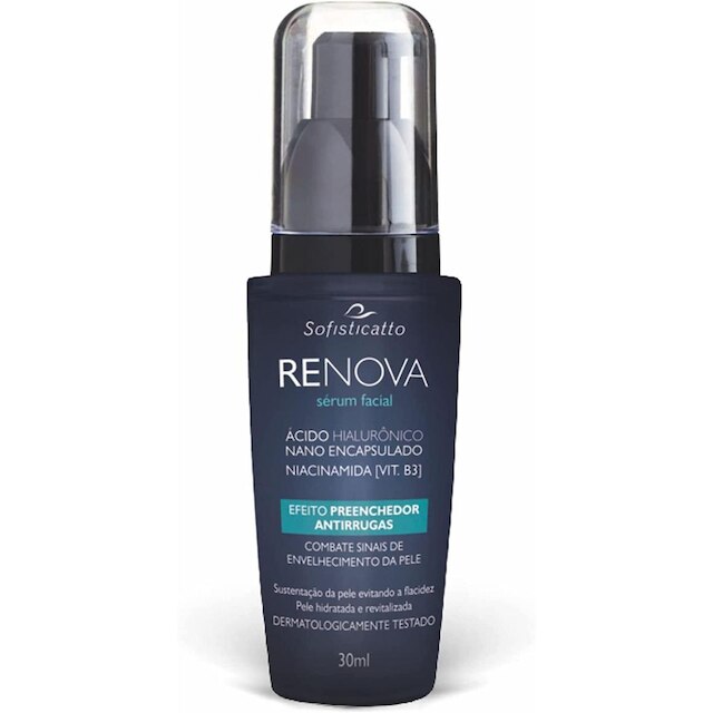 Kit Com 6 Renova Sérum Facial Preenchedor Antirrugas com Ácido Hialurônico 30ml Sofisticatto