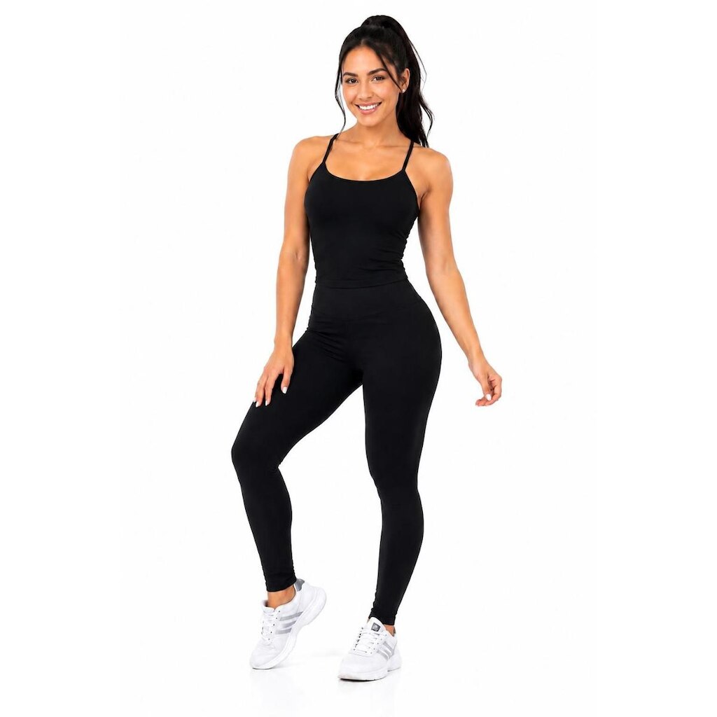 Kit Com Regata Alcinha Preta + Legging Feminina Preta