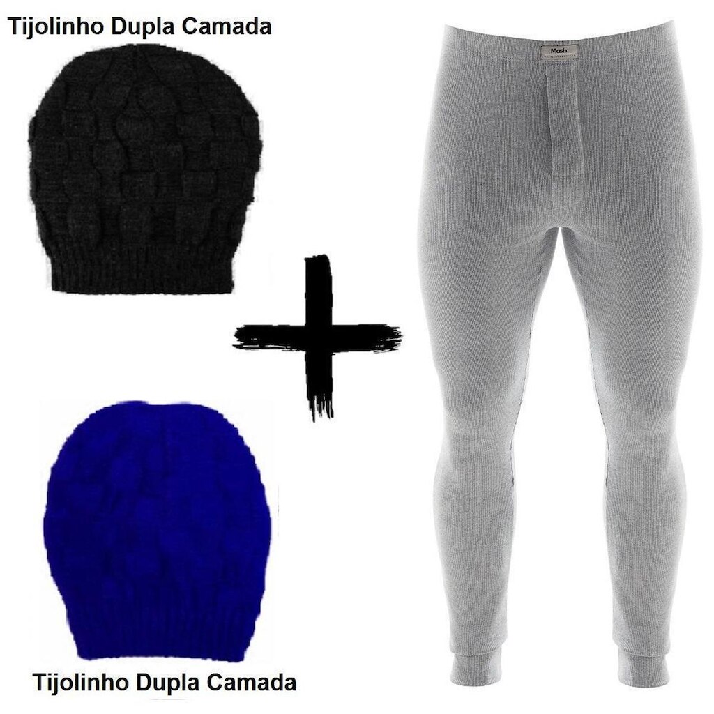 Kit Combo Inverno Ceroula Mash Minhocão Algodão + 2 Toucas