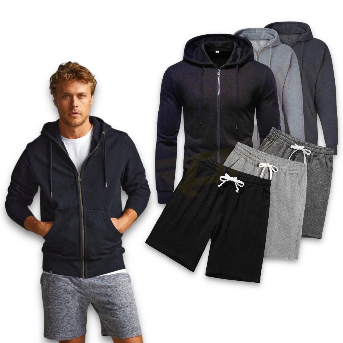 Kit Conjunto Blusa MOLETOM ZÍPER Bermuda Short Academia Frio