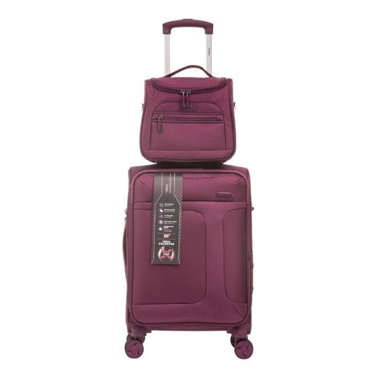 Kit Conjunto Combo Viagem Mala Média Super Leve + Frasqueira