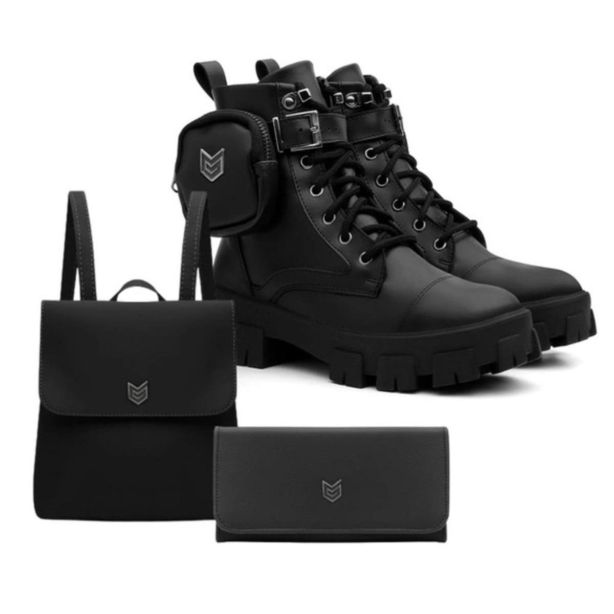 Kit Coturno Vicerinne Feminino Bag + Mochila + Carteira - Preto é ruim? Kit Coturno Vicerinne Feminino Bag + Mochila + Carteira - Preto é boa?