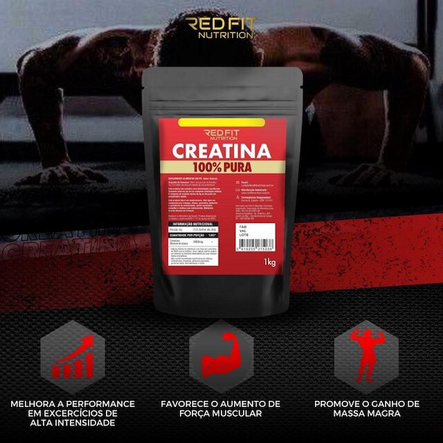 Kit Creatina Monohidratada 2Kg - 100% Pura Matéria- Prima Importada - Red Fit Nutrition