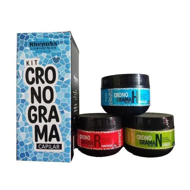 Kit Cronograma Capilar Rhenuks - 3 Itens - Hidrata E Nutre
