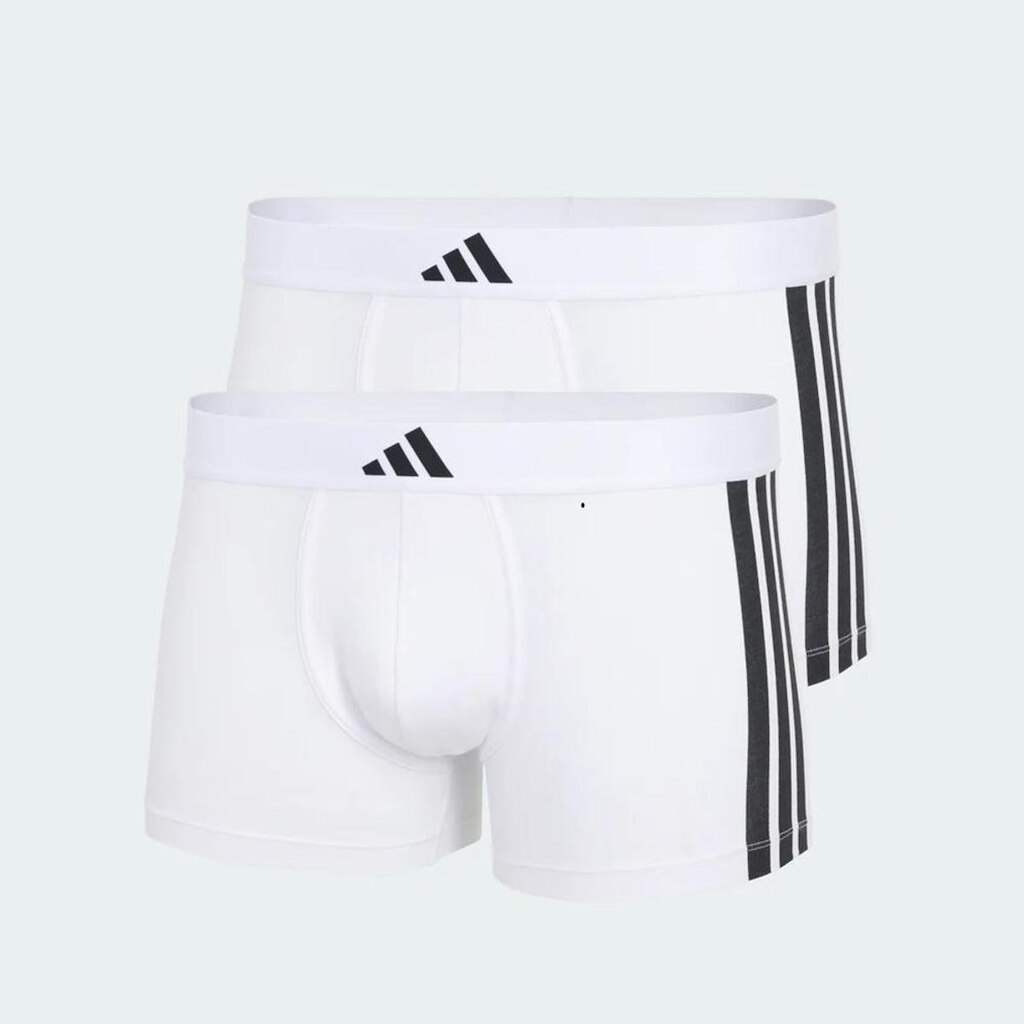 Kit Cueca Adidas Boxer 3Listras Active Flex Algodão 2 Branca