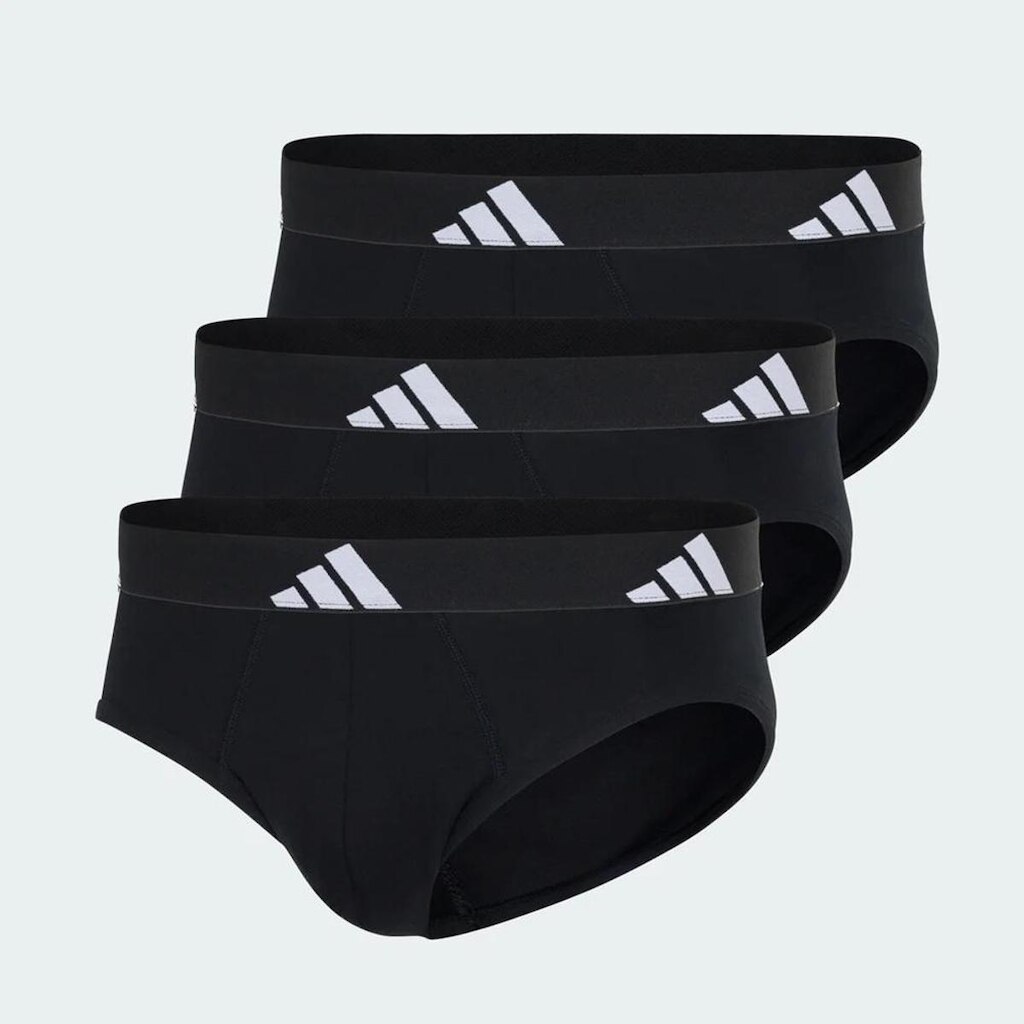 Kit Cueca Adidas Slip Cavada Active Flex Algodão 3 Peças Preta
