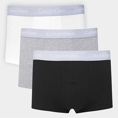 Kit Cueca Boxer Calvin Klein Low Rise Trunk Classic Masculina - 3 Peças - Masculino