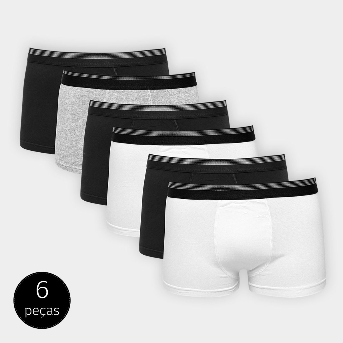 Kit Cueca Boxer Detalhe Listras 6 Peças - Branco+Cinza é boa?